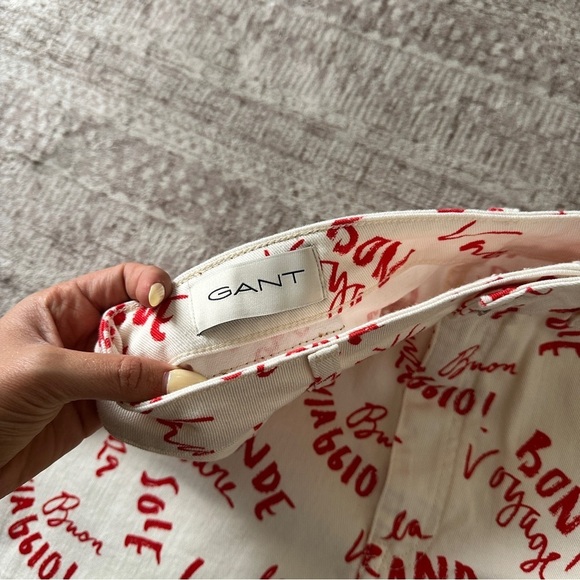 Gant High Waist White and Red Text Print Graphic Shorts - Picture 9 of 10